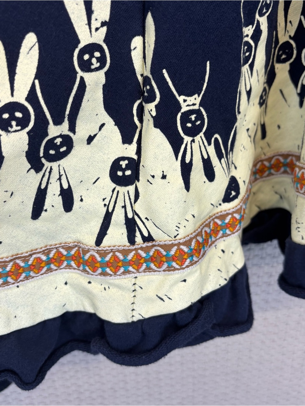 Yue Ran Blue Hooded Pullover Poncho Cape YM YOUMU Bunny Rabbit Boho Festival - Picture 10 of 10